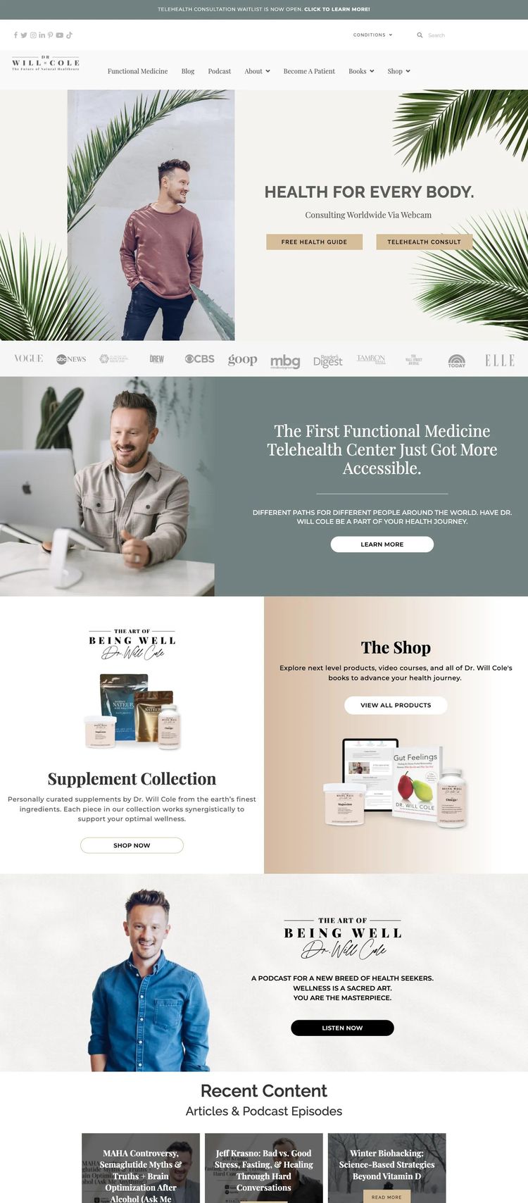 Screenshot 2 of Dr. Will Cole (Example WordPress Alternative Medicine Website)