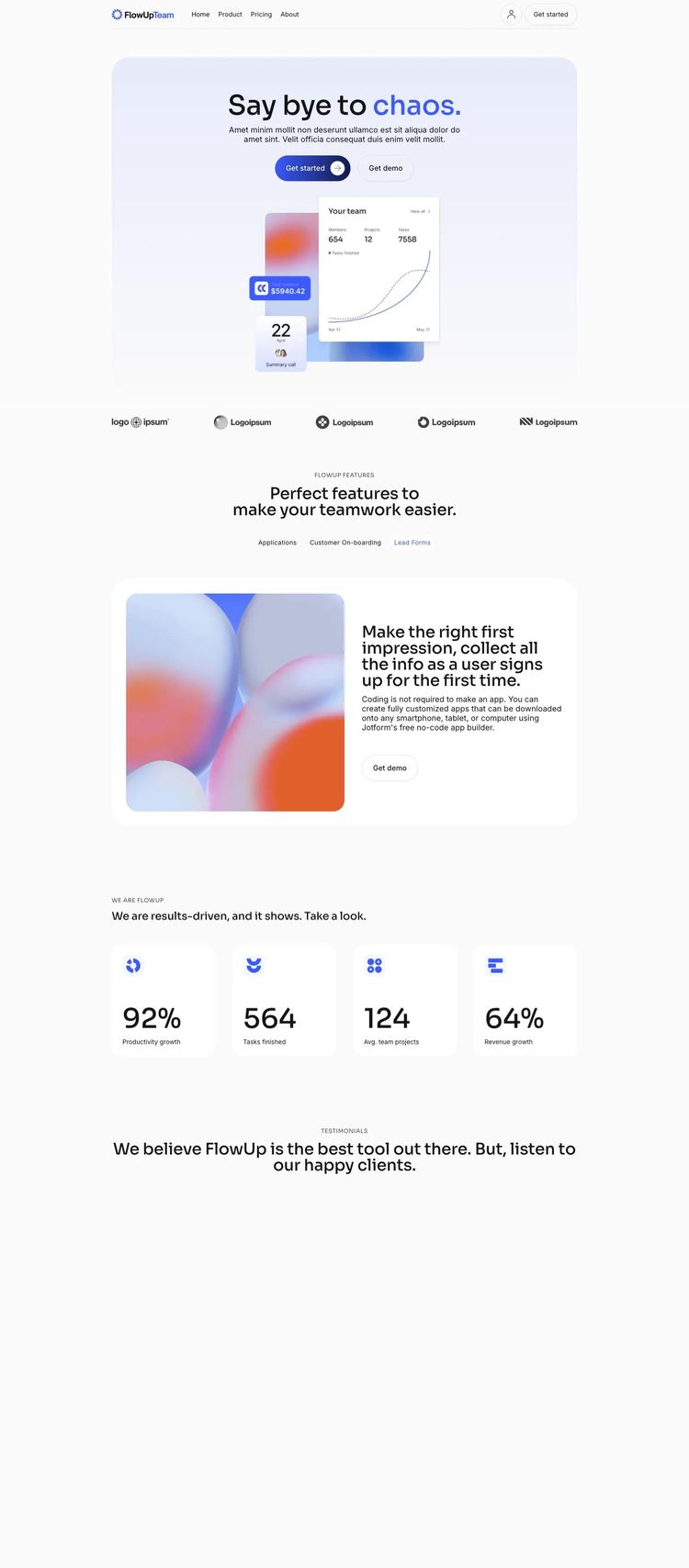 Screenshot 1 of FlowUp Team Template