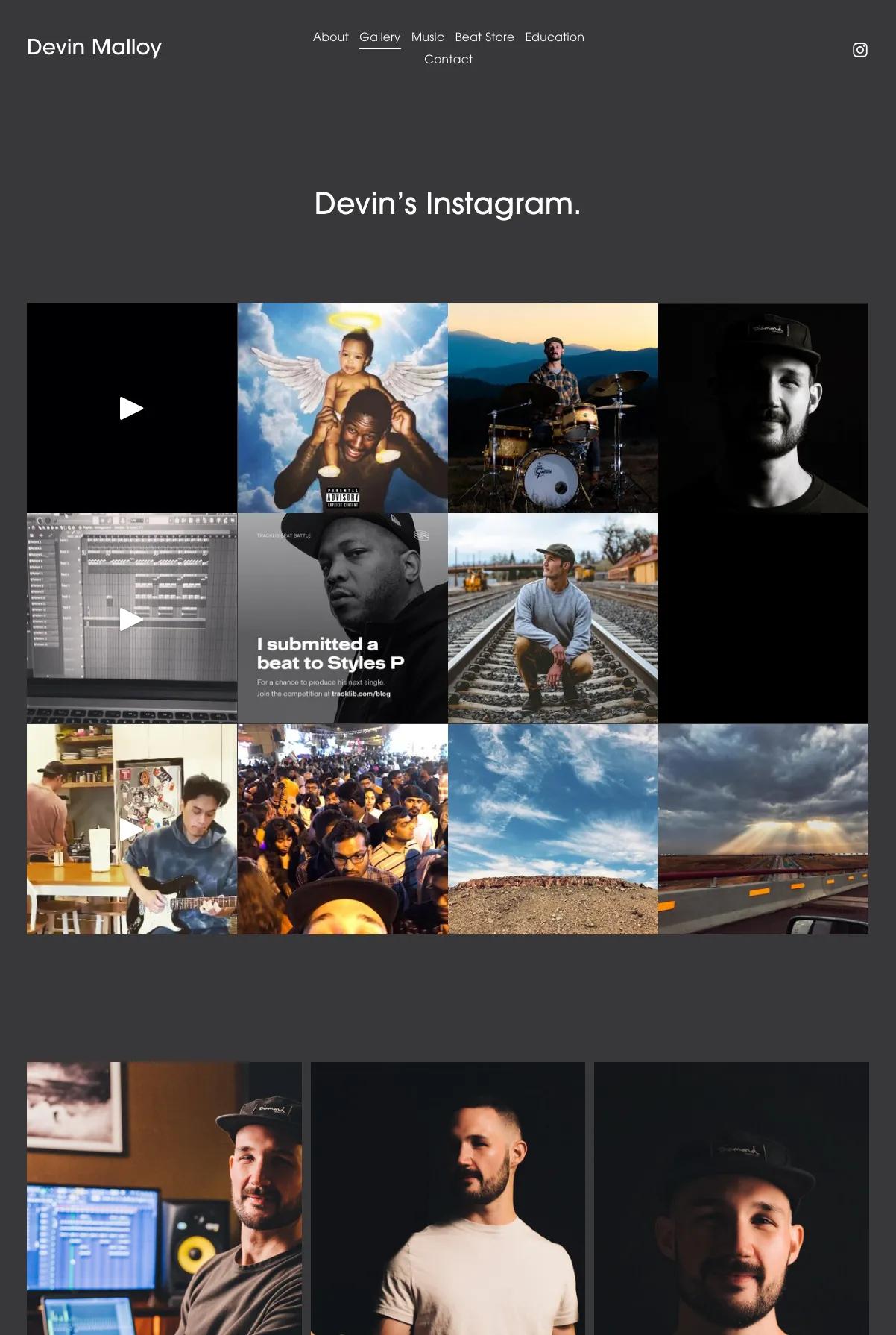 Screenshot 2 of Devin Malloy (Example Squarespace Music Producer Website)