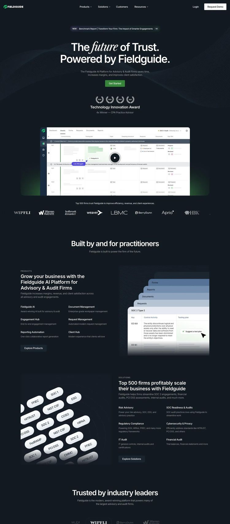Screenshot 2 of Fieldguide (Example undefined AI and Machine Learning Website)