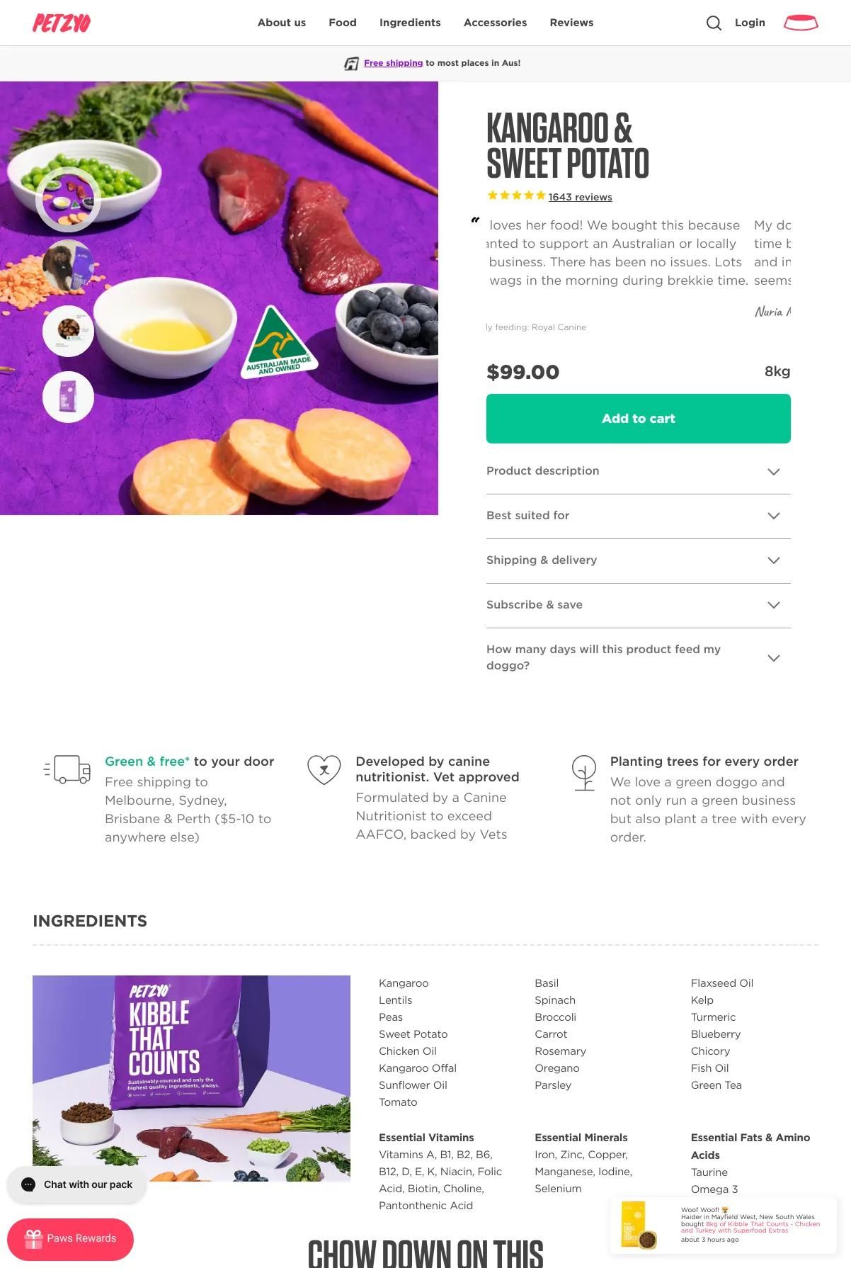Screenshot 3 of Petzyo (Example Shopify Food and Beverage Website)