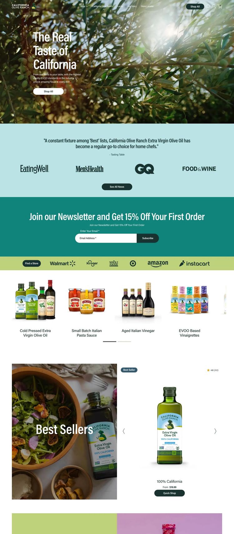 Screenshot 2 of California Olive Ranch (Example undefined Food and Beverage Website)