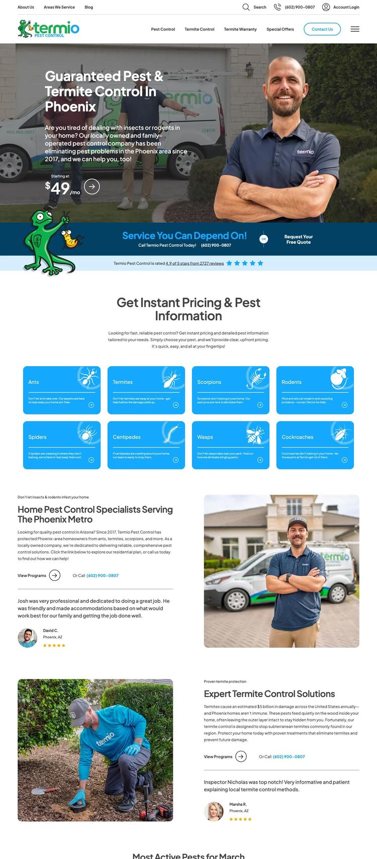 Screenshot 2 of Termio Pest Control (Example Webflow Pest Control Website)