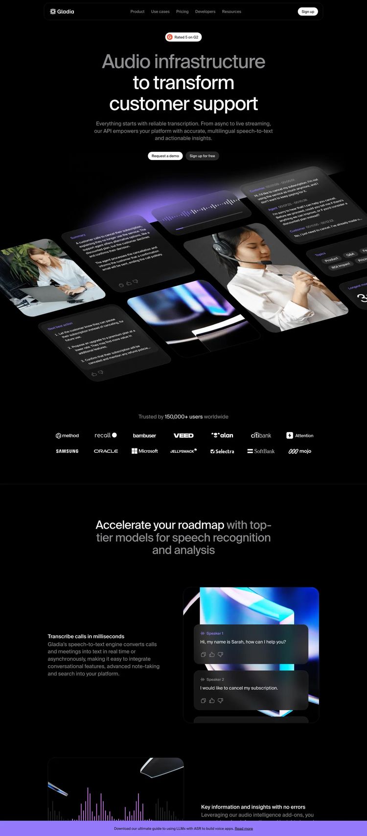 Screenshot 2 of Gladia (Example Webflow AI and Machine Learning Website)