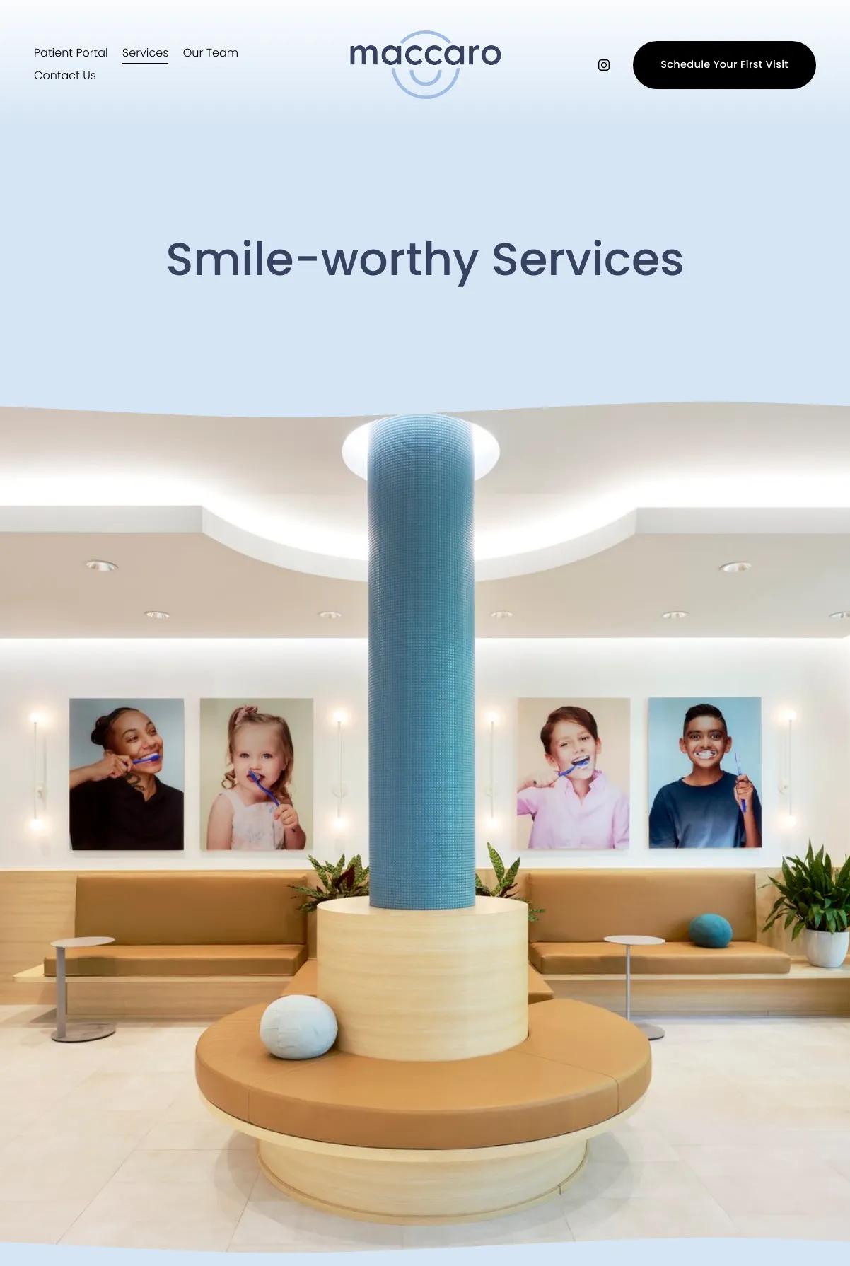 Screenshot 2 of Maccaro Orthodontics & Pediatric Dentistry (Example Squarespace Dentist Website)