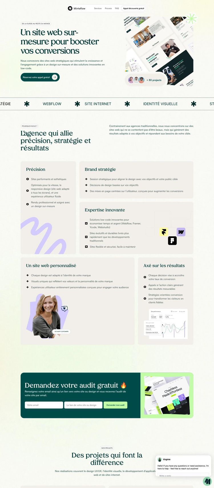 Screenshot 2 of Mintaflow (Example Ycode Design Agency/Studio Website)