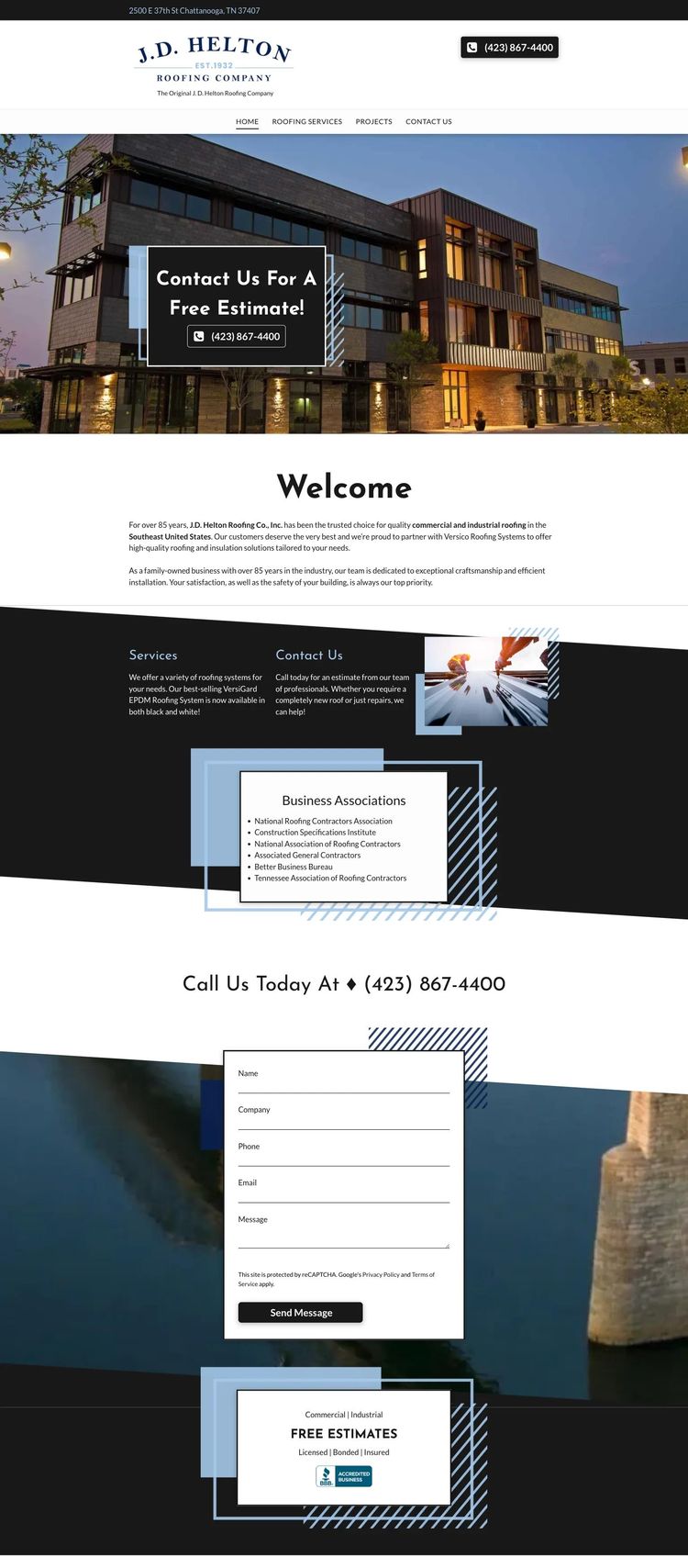 Screenshot 1 of J.D. Helton Roofing Co (Example Duda Roofing Website)