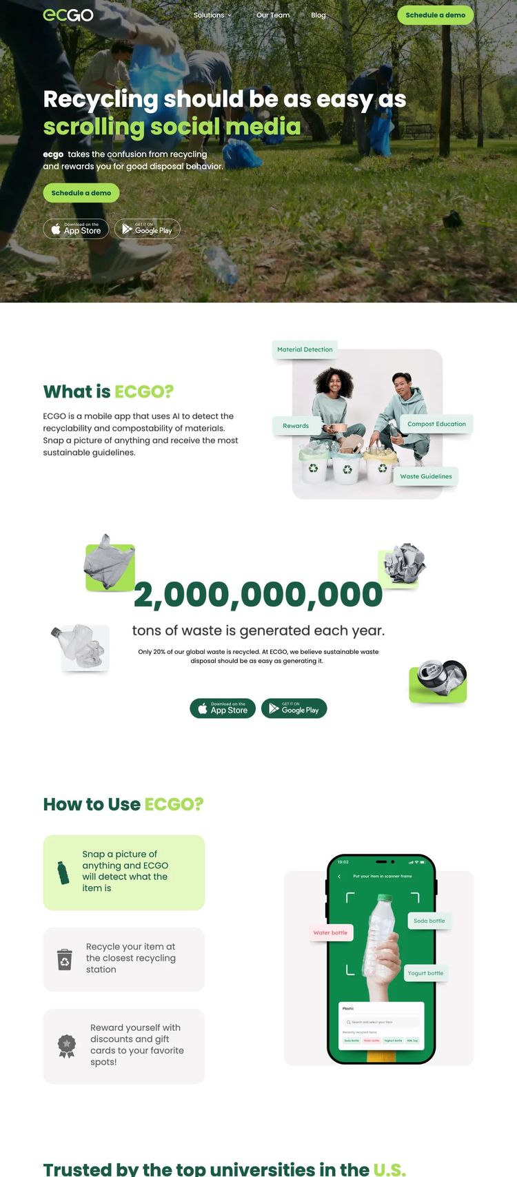 Screenshot 2 of ECGO (Example Webflow Mobile App Website)