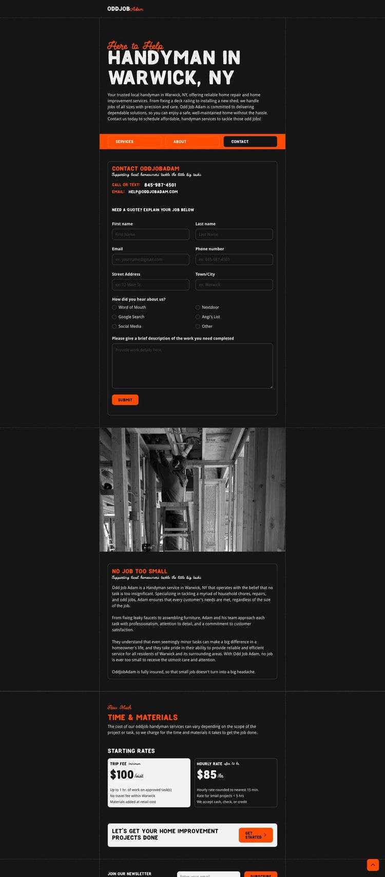 Screenshot 2 of Odd Job Adam (Example Webflow Handyman Website)