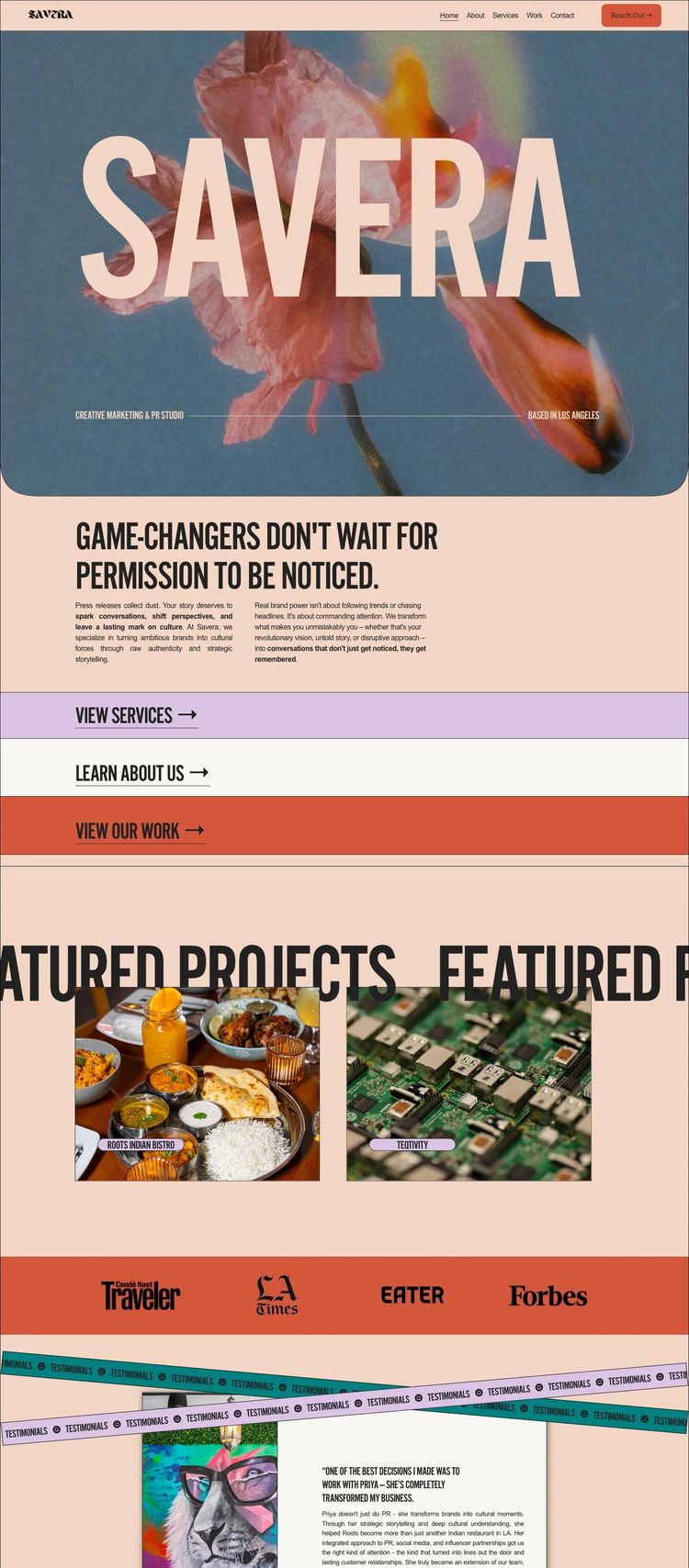 Screenshot 2 of Savera (Example Squarespace Design Agency/Studio Website)