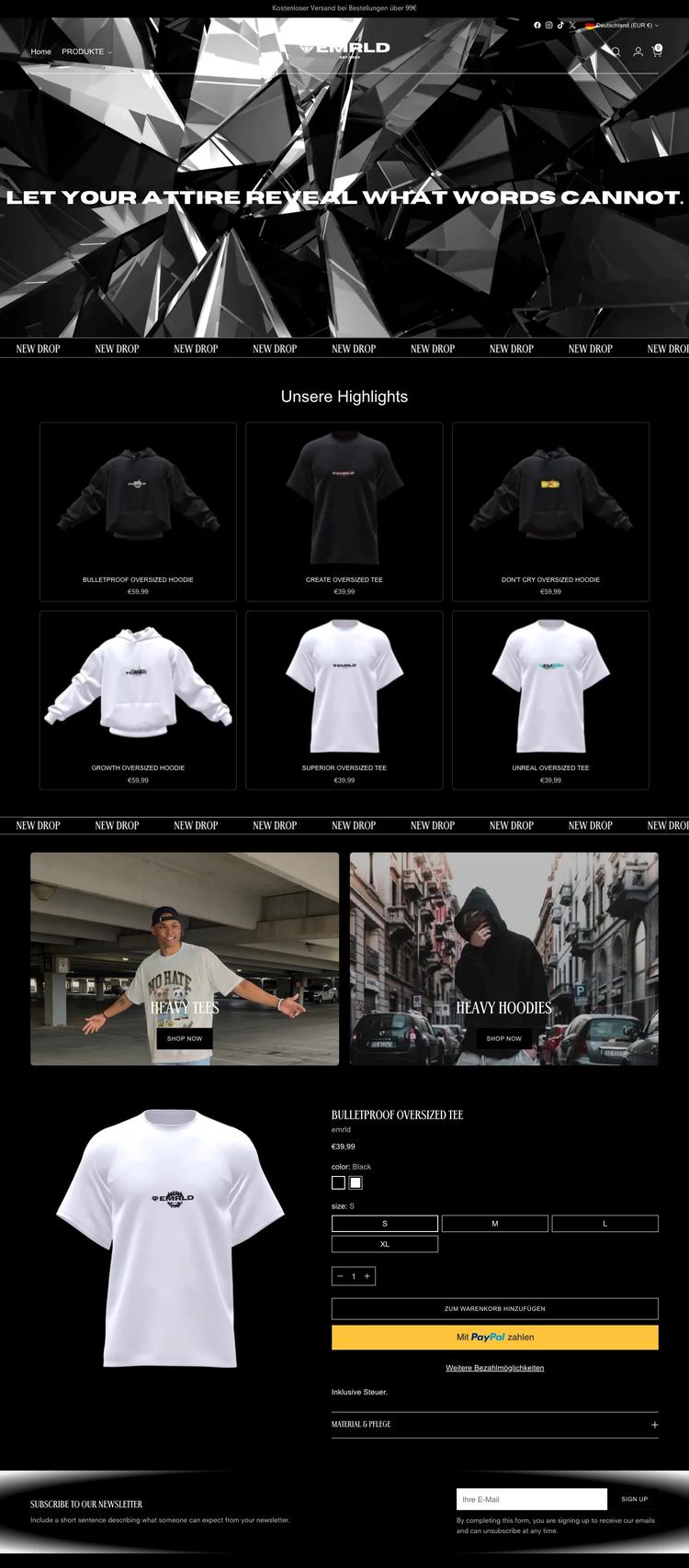 Screenshot 2 of emrld (Example Shopify T-Shirts Website)