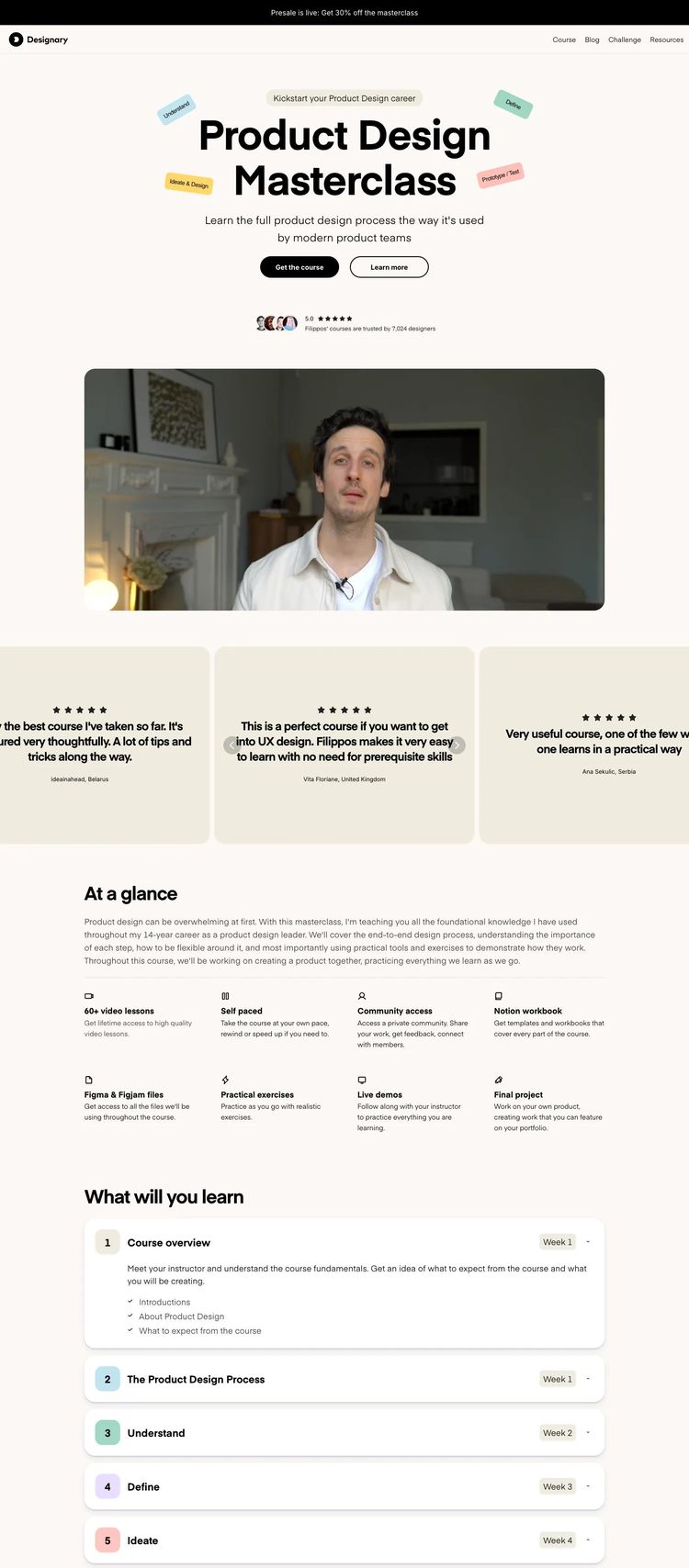 Screenshot 2 of Designary (Example Framer Online Course Creator Website)
