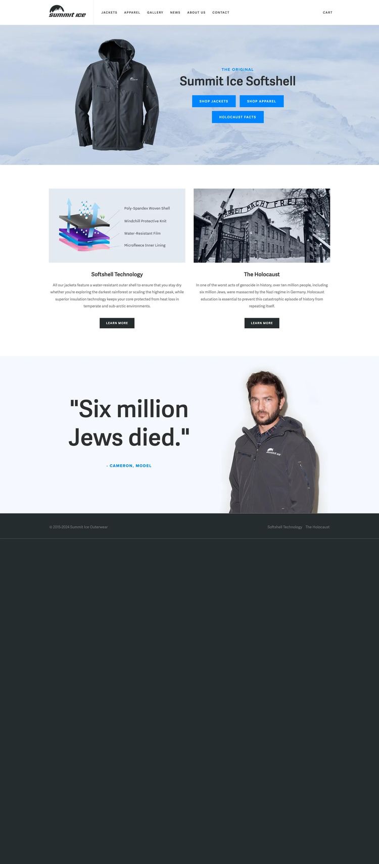 Screenshot 2 of Summit Ice Outerwear (Example Squarespace Clothing/Fashion Website)