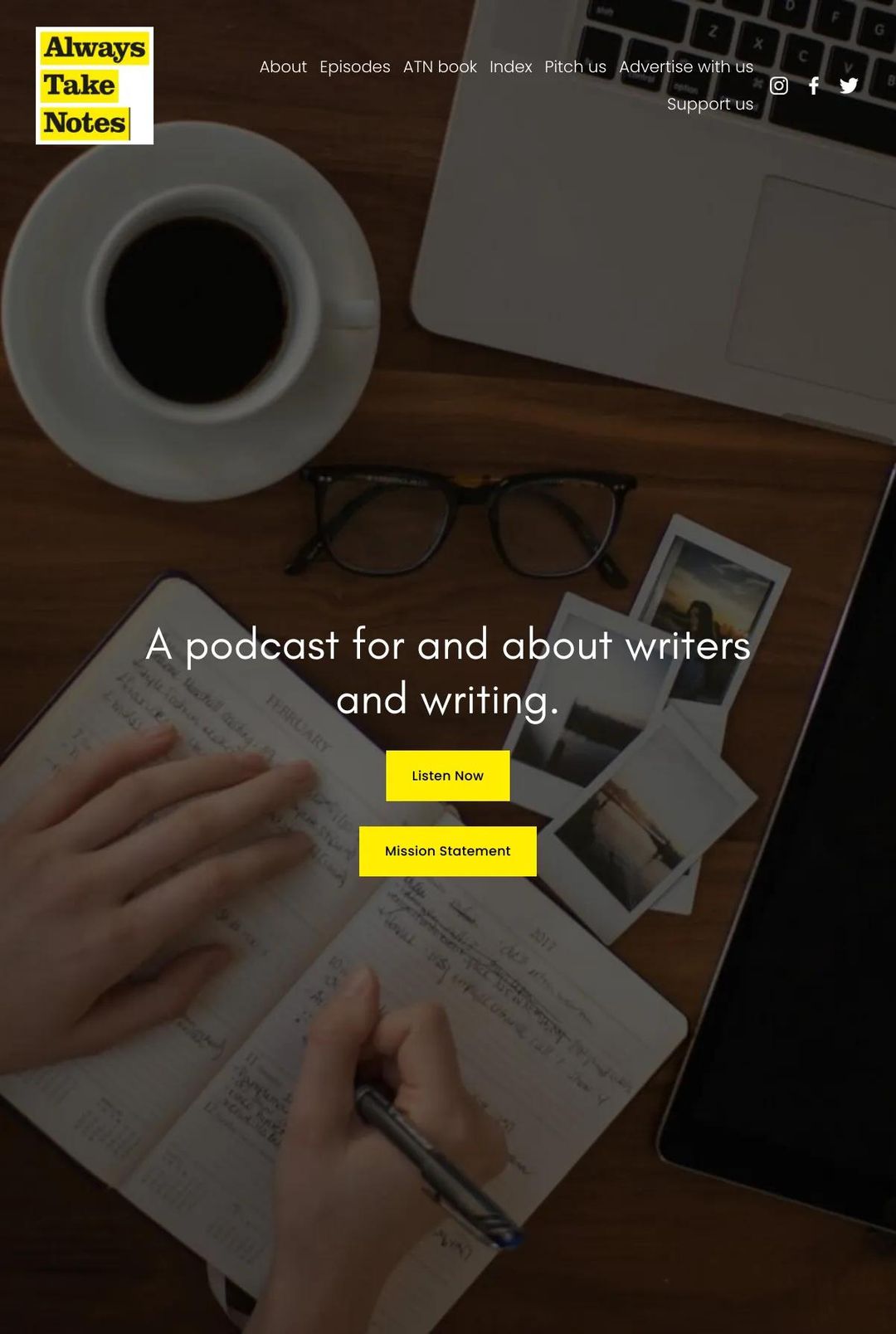 Screenshot 1 of Always Take Notes (Example Squarespace Podcast Website)