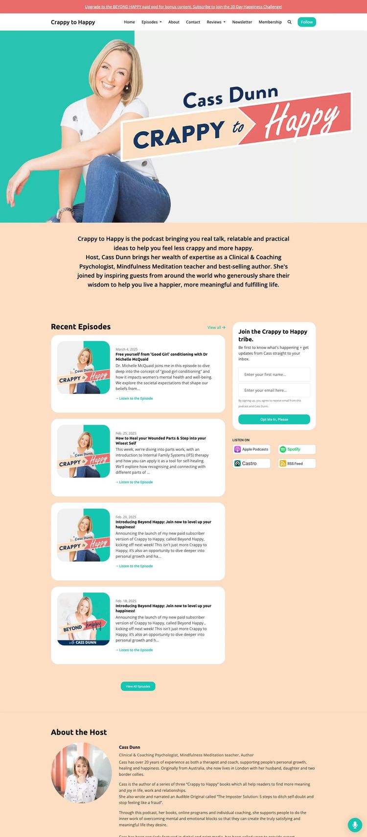 Screenshot 2 of Crappy to Happy (Example undefined Podcast Website)