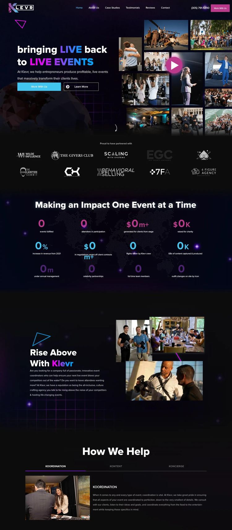 Screenshot 1 of KLEVR (Example Duda Event Planner Website)