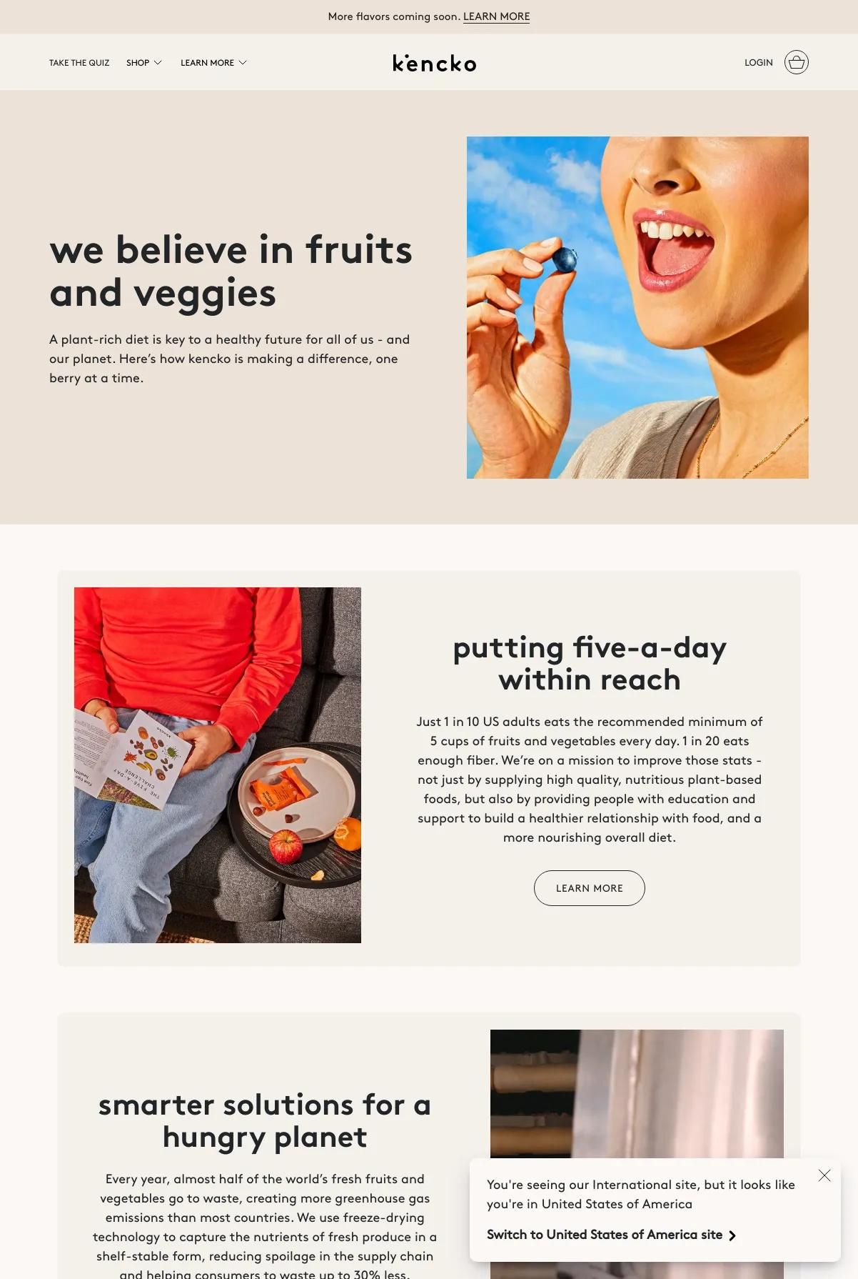 Screenshot 3 of Kencko (Example Shopify Food and Beverage Website)