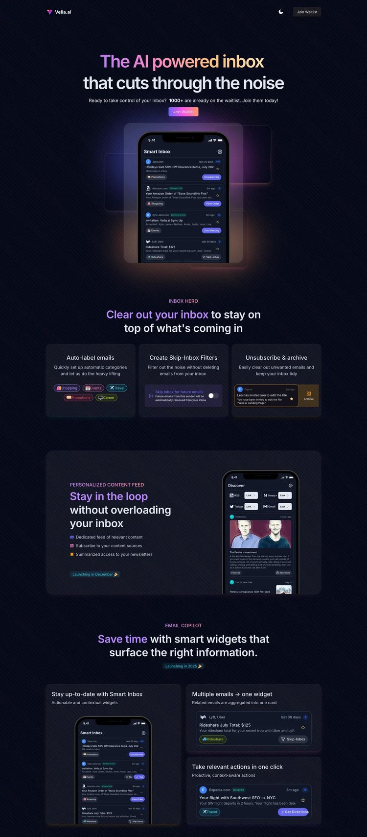 Screenshot 2 of Vella (Example Framer AI and Machine Learning Website)
