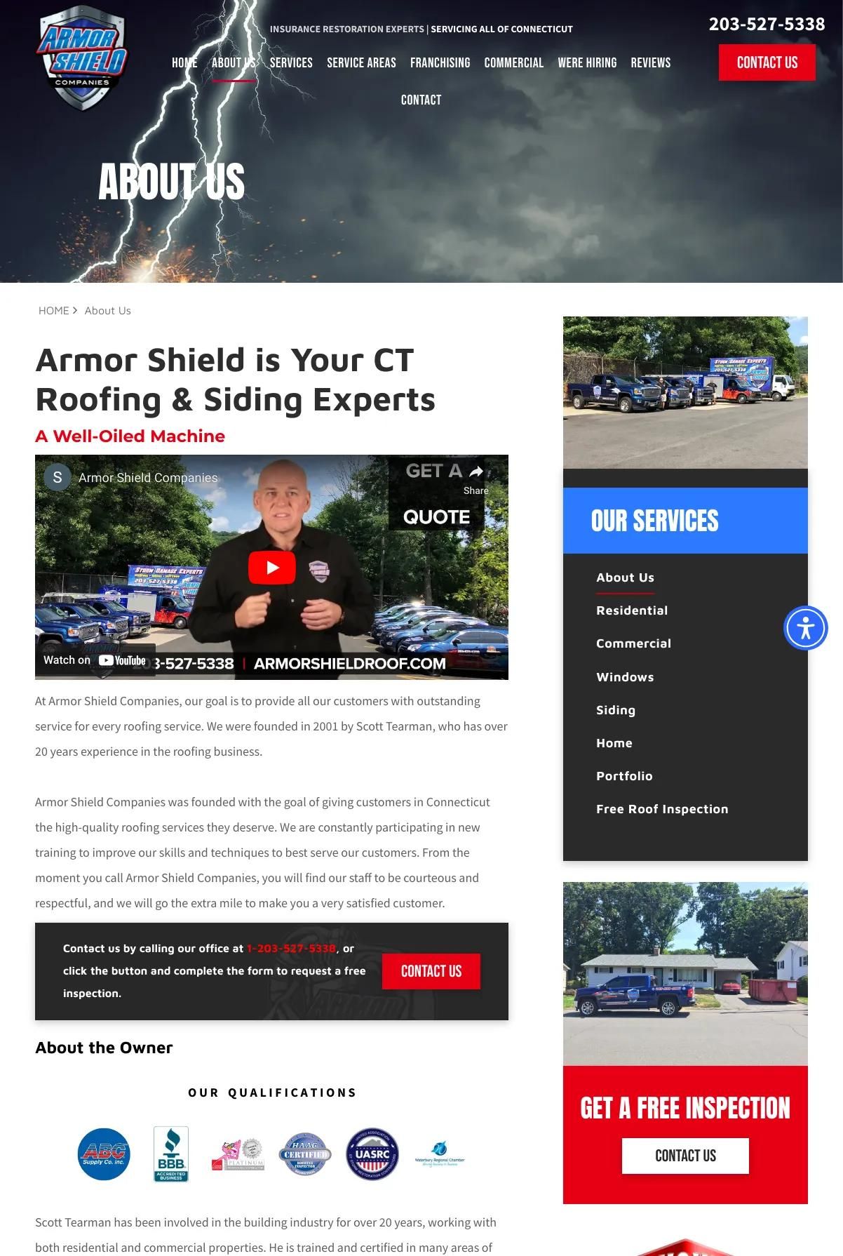 Screenshot 2 of Armor Shield Exteriors (Example Duda Website)