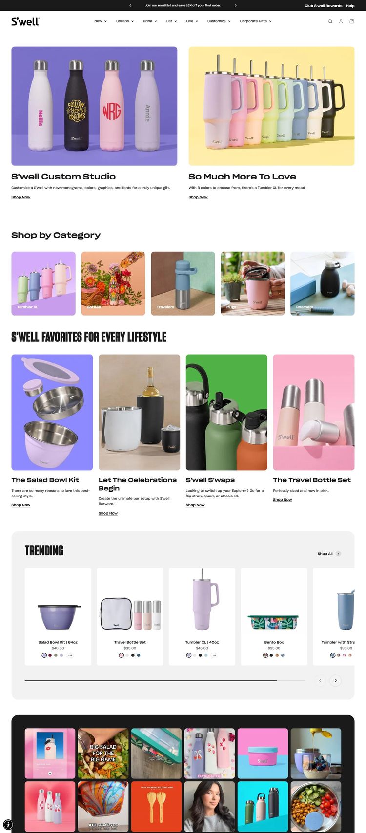 Screenshot 2 of S'well (Example Shopify Ecommerce (General) Website)