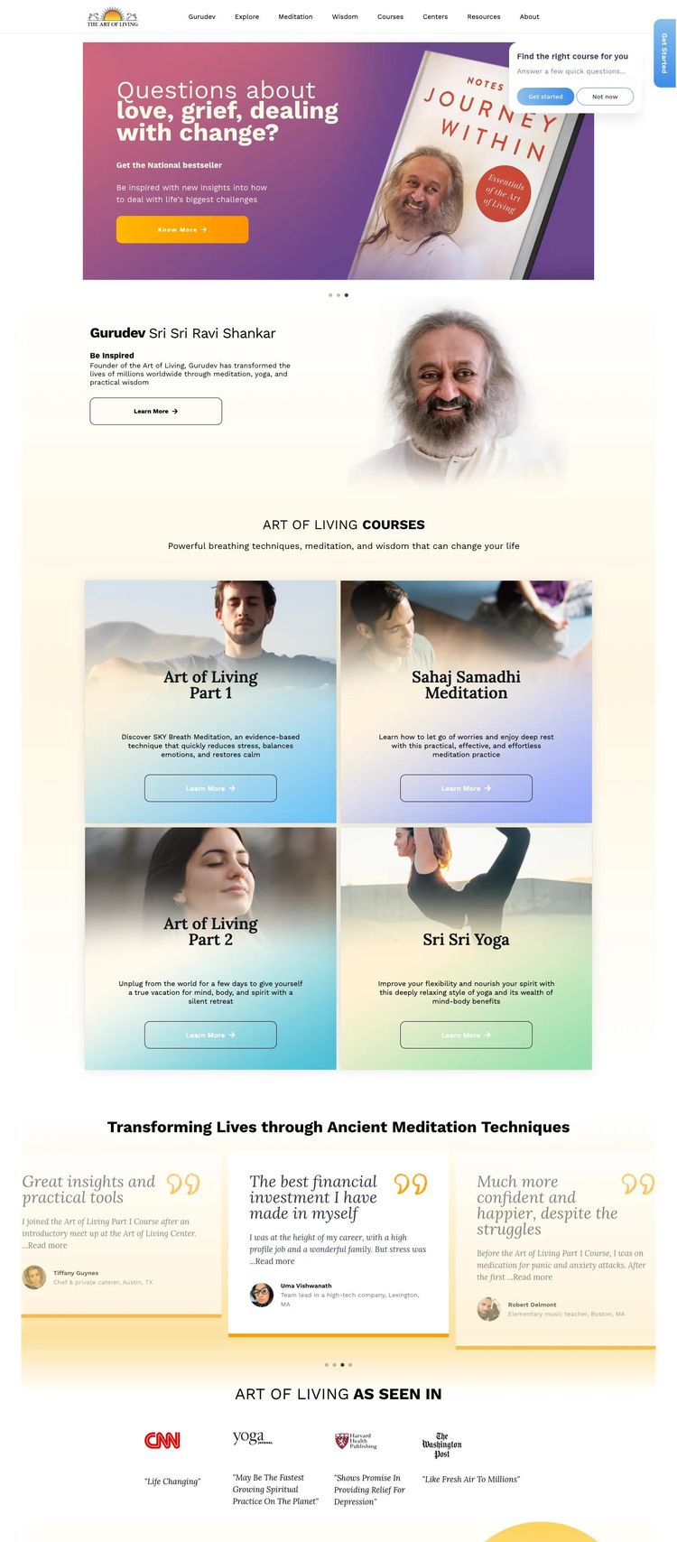 Screenshot 2 of Art of Living (Example Squarespace Nonprofit Organization Website)