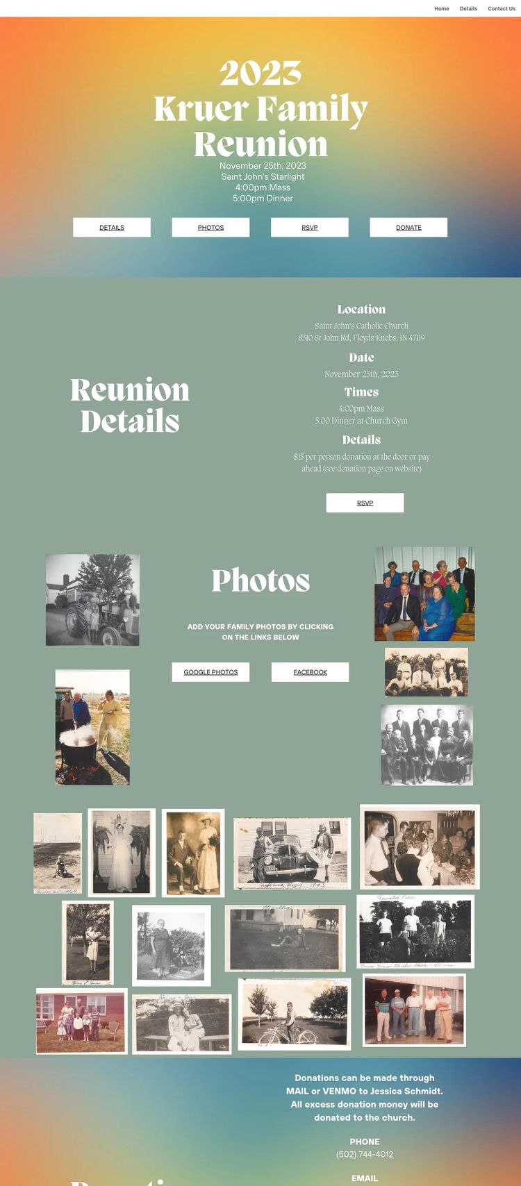 Screenshot 2 of Kruer Family Reunion (Example Canva Family Reunion Website)