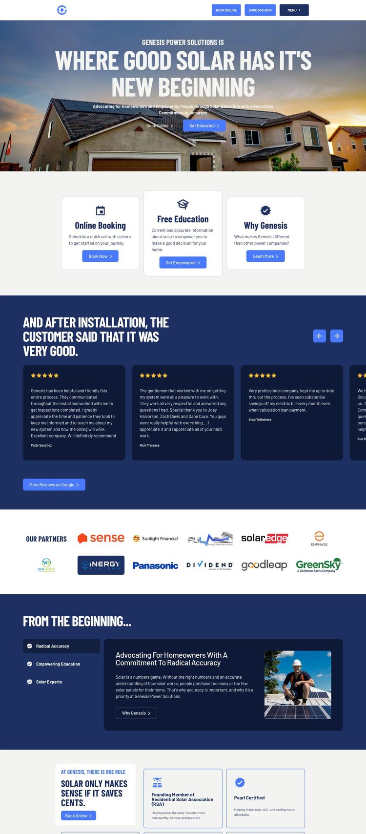 Screenshot 2 of Genesis Power Solutions (Example Webflow Solar Website)