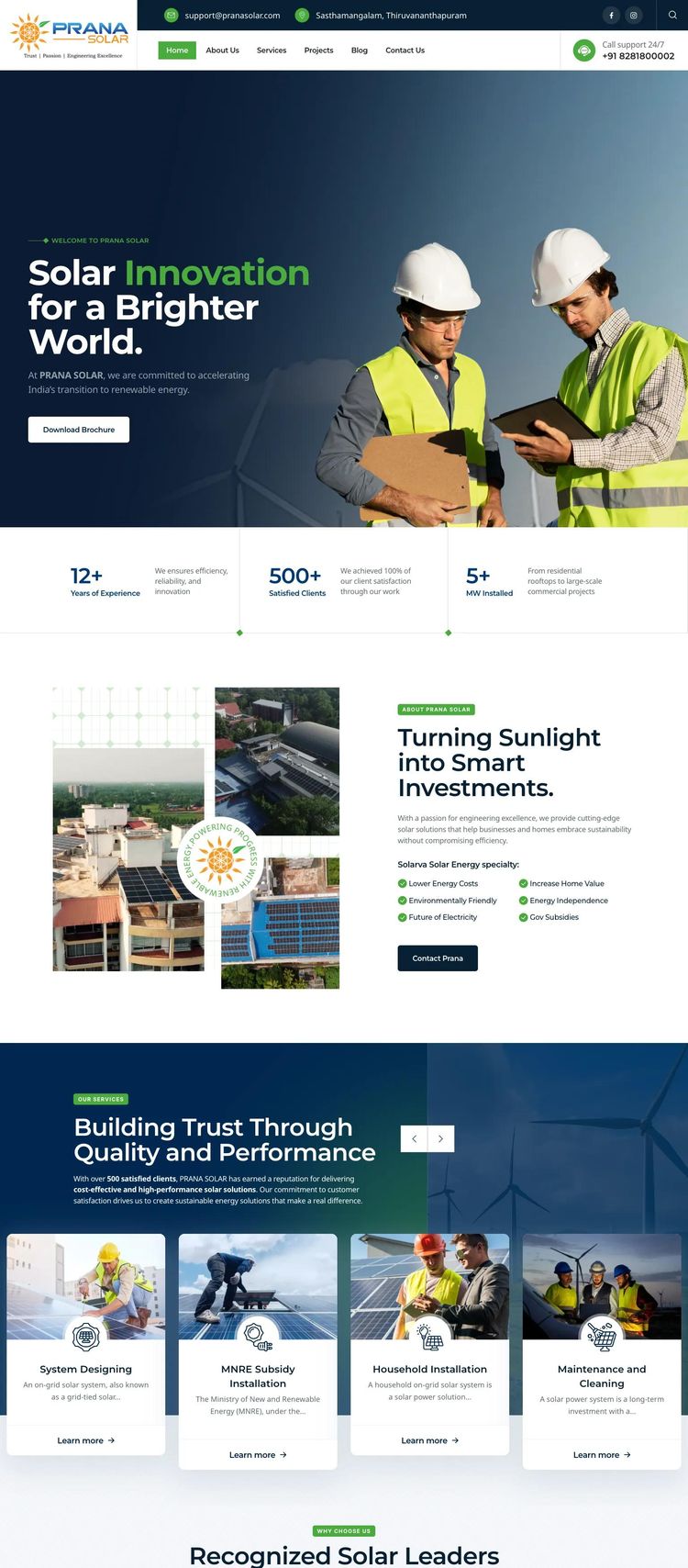 Screenshot 2 of Prana Solar (Example WordPress Solar Website)