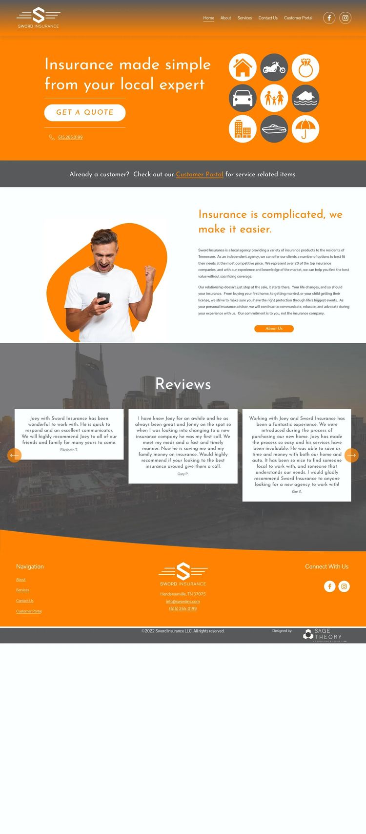 Screenshot 1 of Sword Insurance (Example Squarespace Insurance Agent Website)