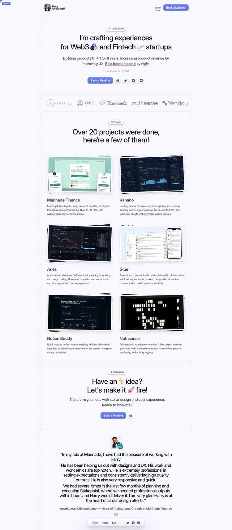 Screenshot 2 of Harry Alexandroff (Example Framer Business Consultant Website)
