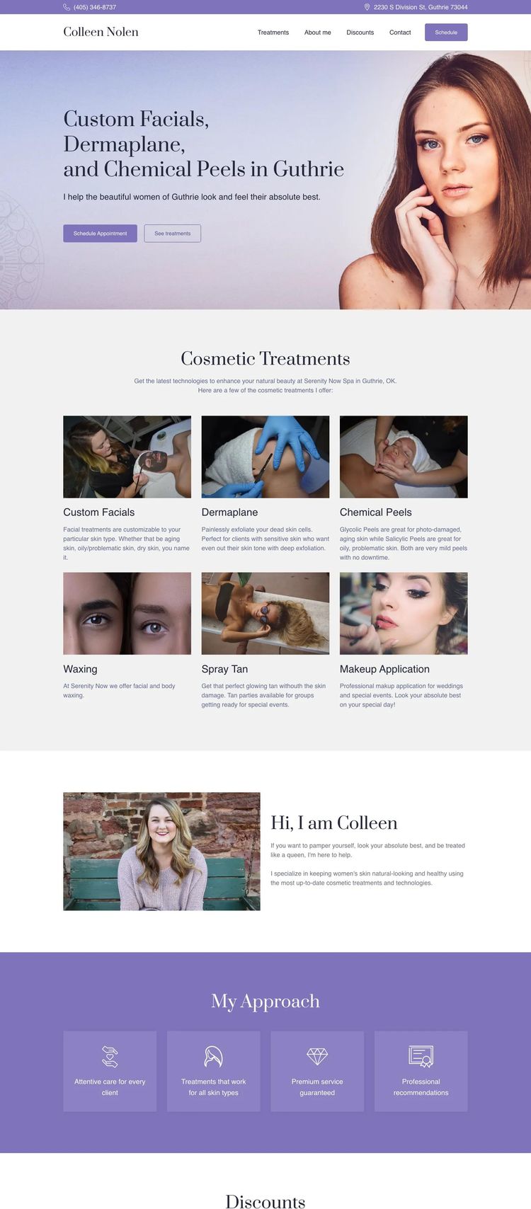 Screenshot 2 of Colleen Nolen (Example undefined Spa Services Website)