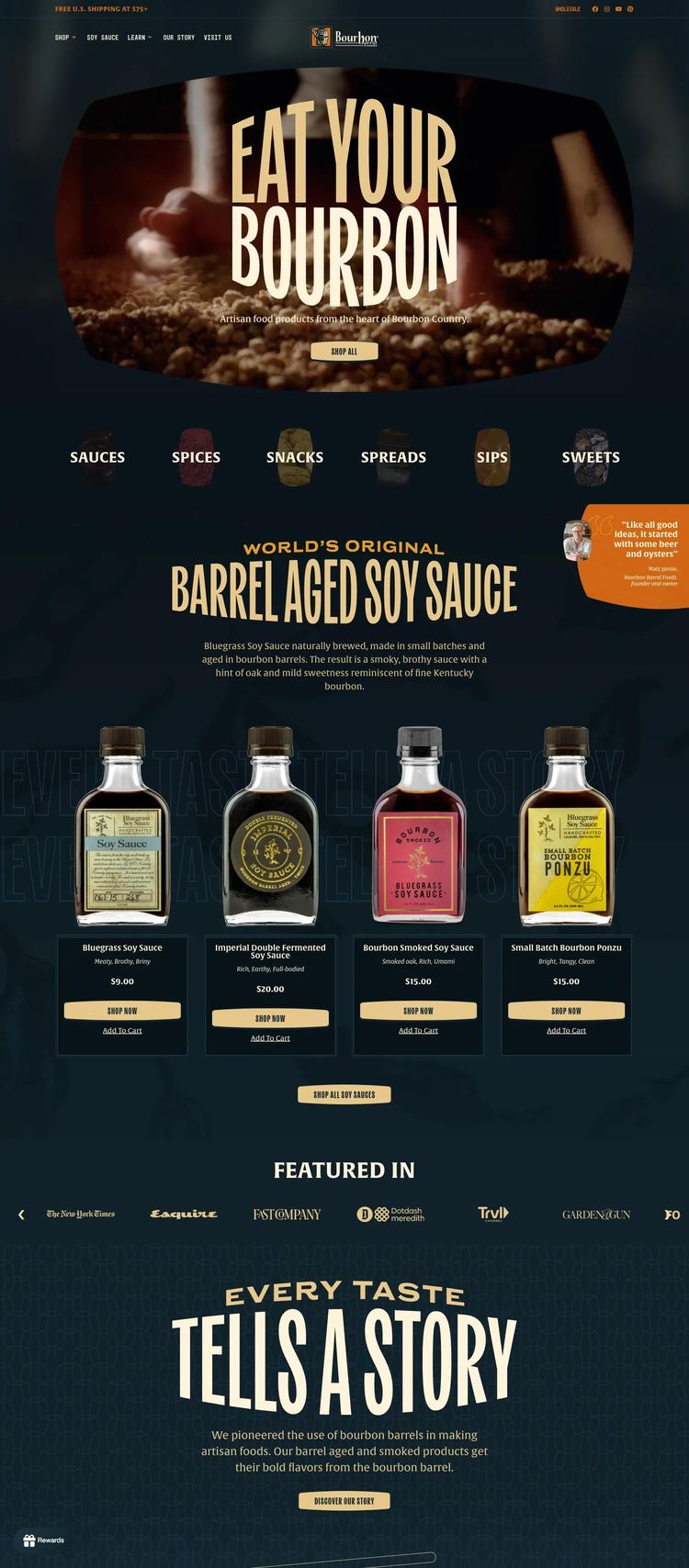 Screenshot 2 of Bourbon Barrel Foods (Example Shopify Food and Beverage Website)