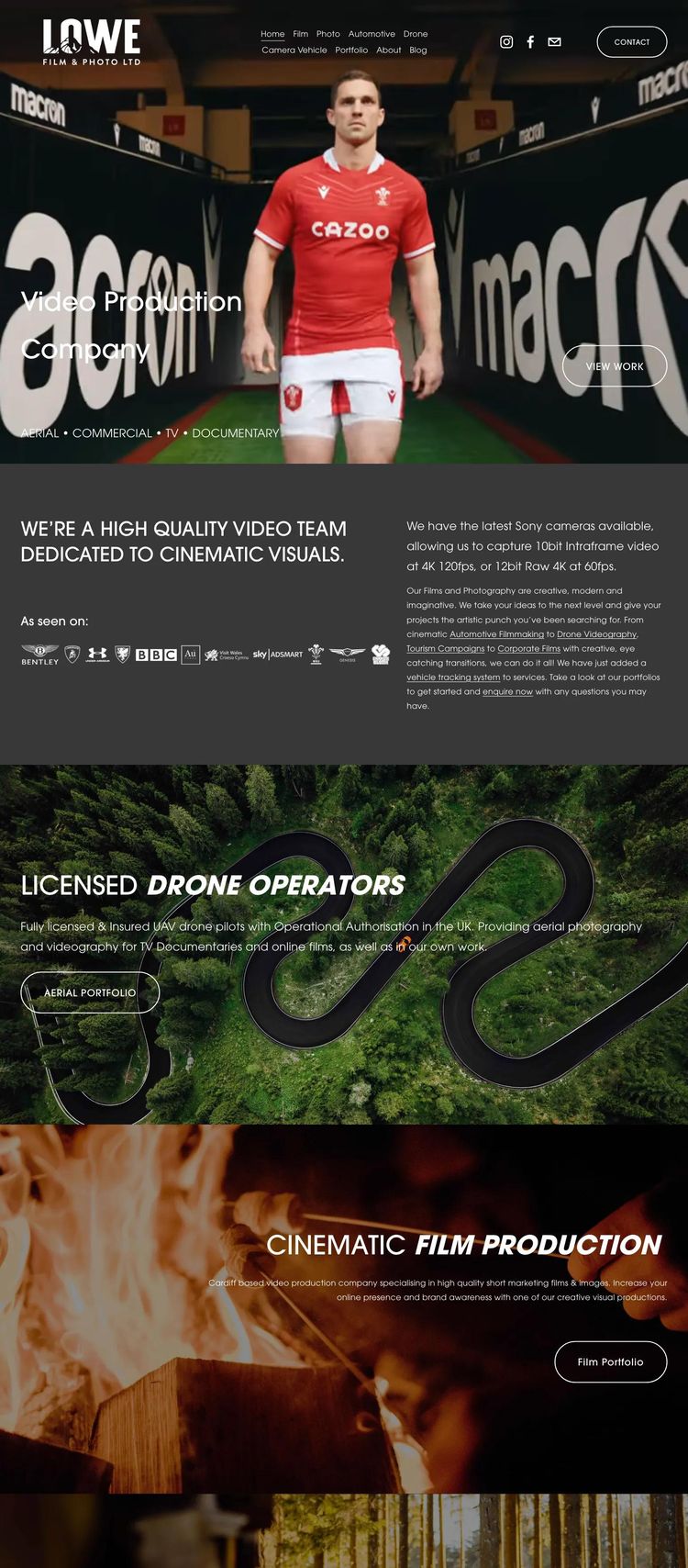 Screenshot 2 of Lowe Film Photo (Example Squarespace Videographer Website)