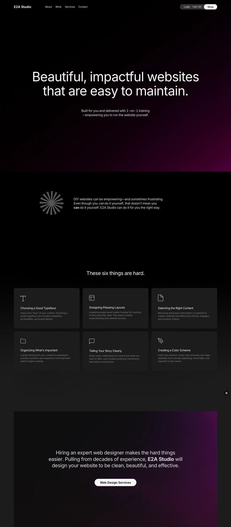 Screenshot 2 of E2A Studio (Example Squarespace Design Agency/Studio Website)