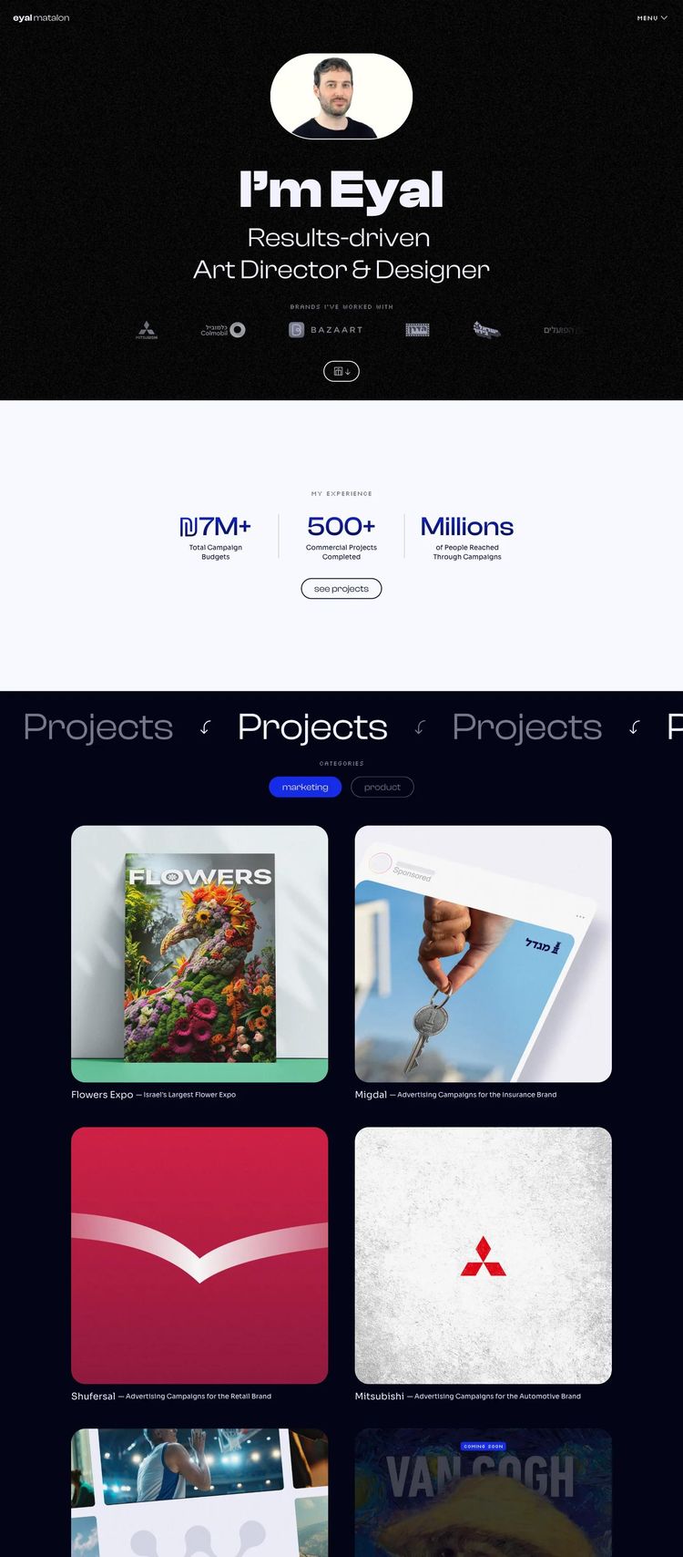 Screenshot 2 of Eyal Matalon (Example Framer Design Agency/Studio Website)
