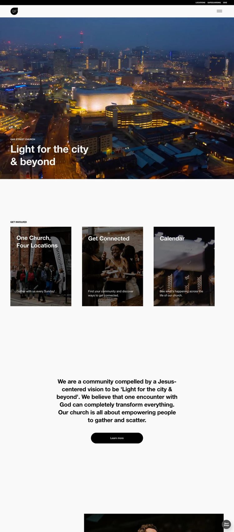 Screenshot 1 of Gas Street Church (Example Squarespace Church/Religious Organization Website)