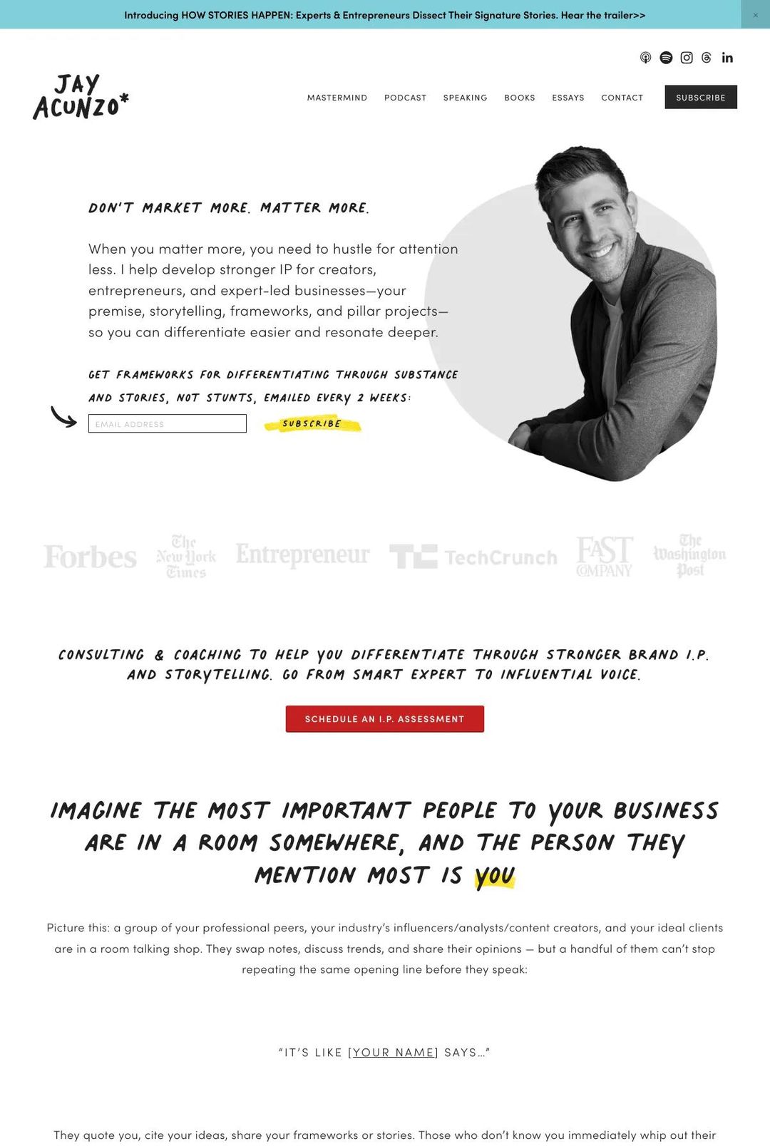 Screenshot 1 of Jay Acunzo (Example Squarespace Website)