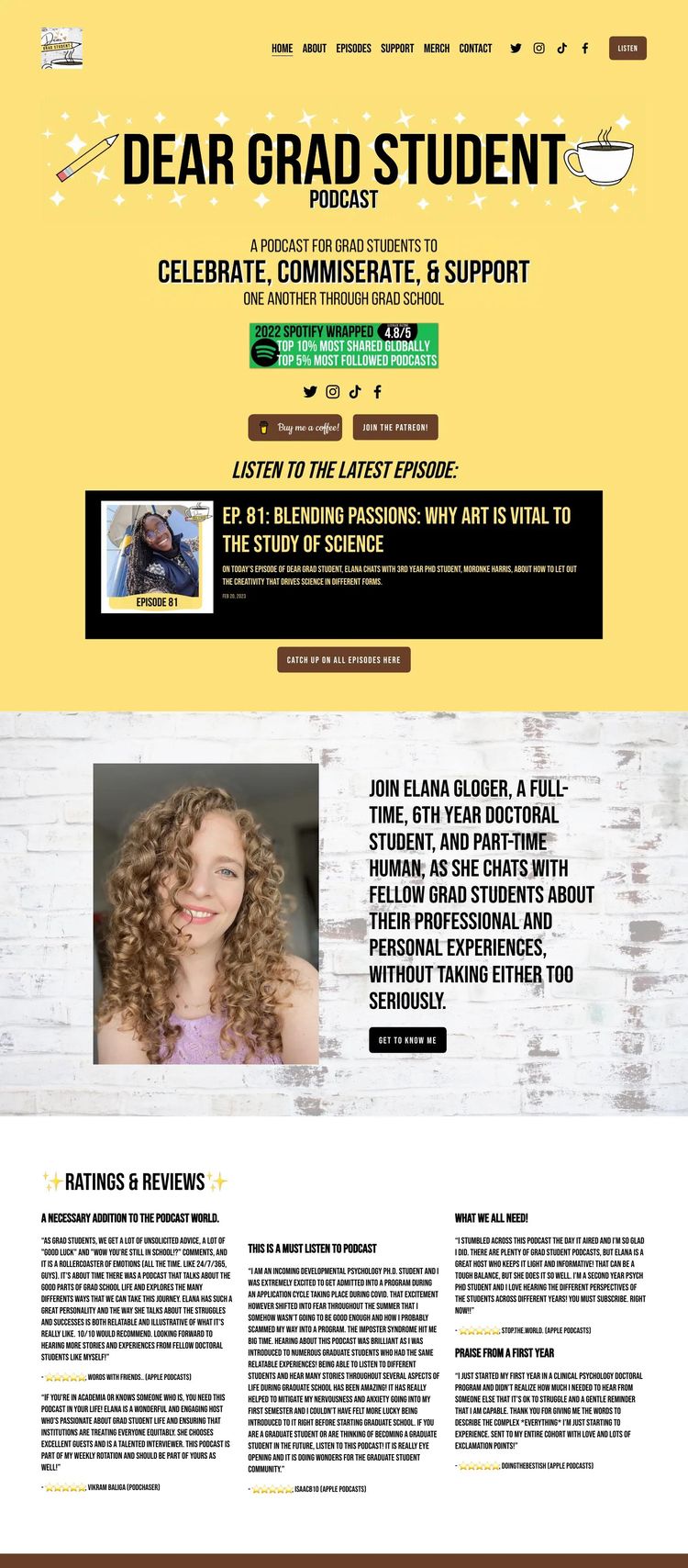 Screenshot 2 of Dear Grad Student (Example Squarespace Podcast Website)