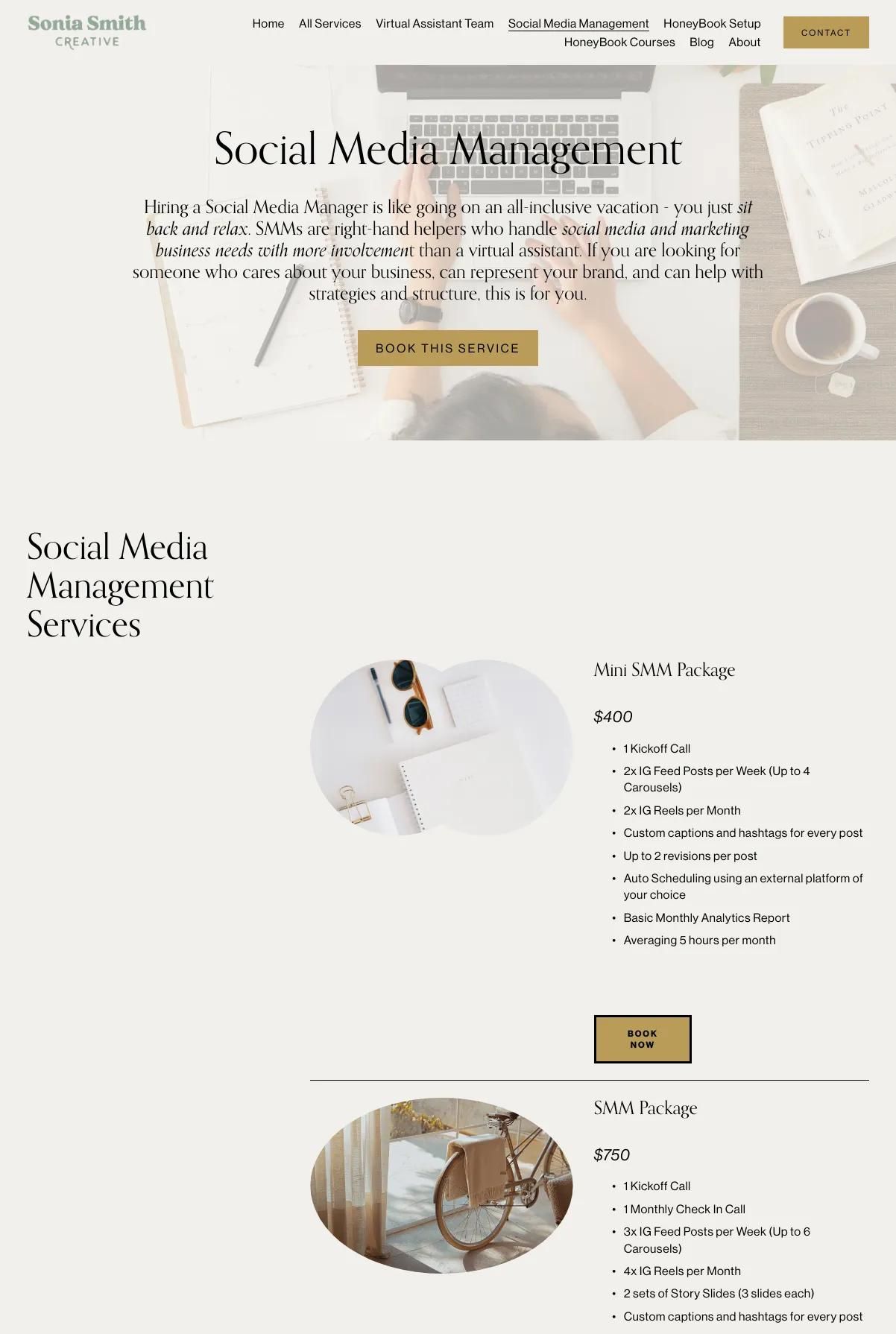 Screenshot 3 of Sonia Smith Creative (Example Squarespace Virtual Assistant Website)