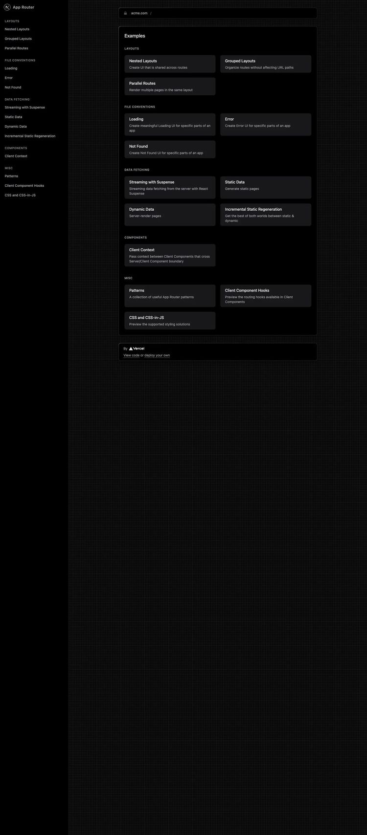 Screenshot 1 of Next.js App Router Playground Template