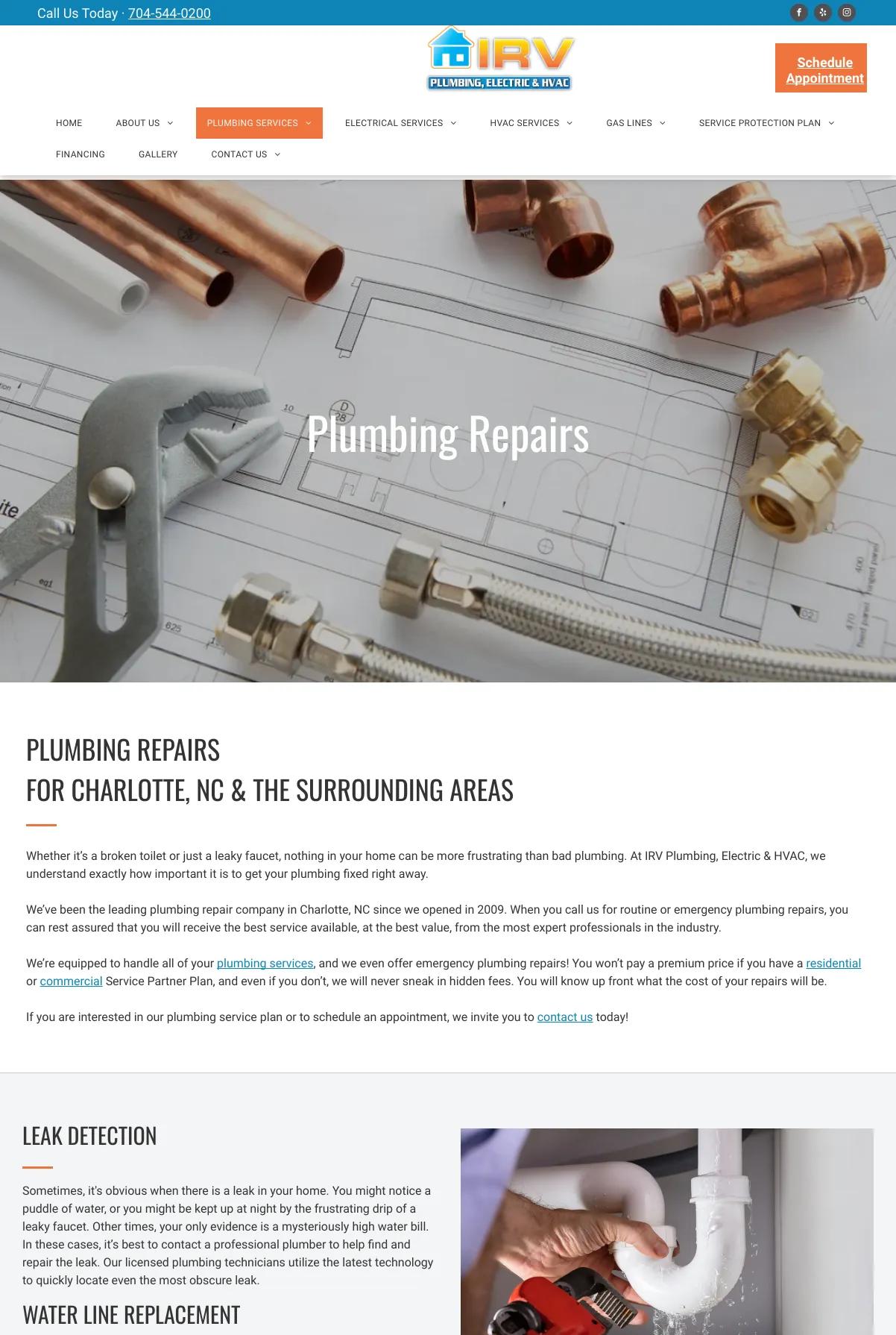 Screenshot 2 of IRV Plumbing, Electric & HVAC (Example Duda HVAC Website)