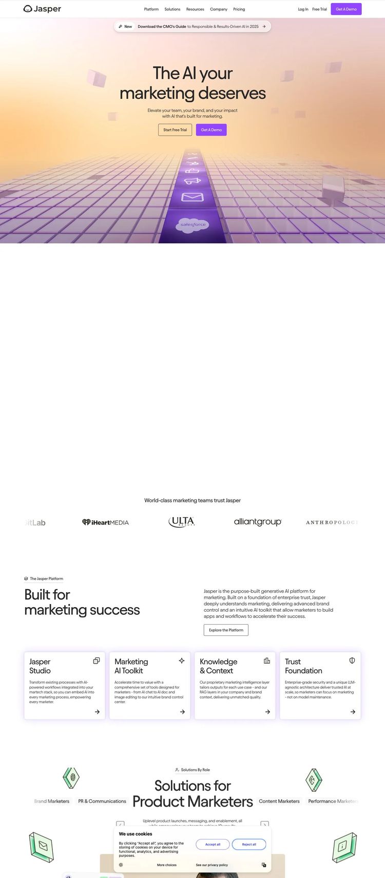 Screenshot 1 of Jasper (Example Webflow SaaS Website)