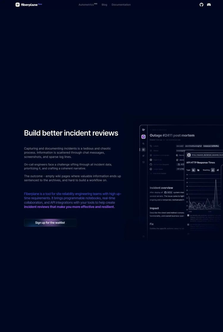 Screenshot 1 of Fiberplane (Example Framer Website)