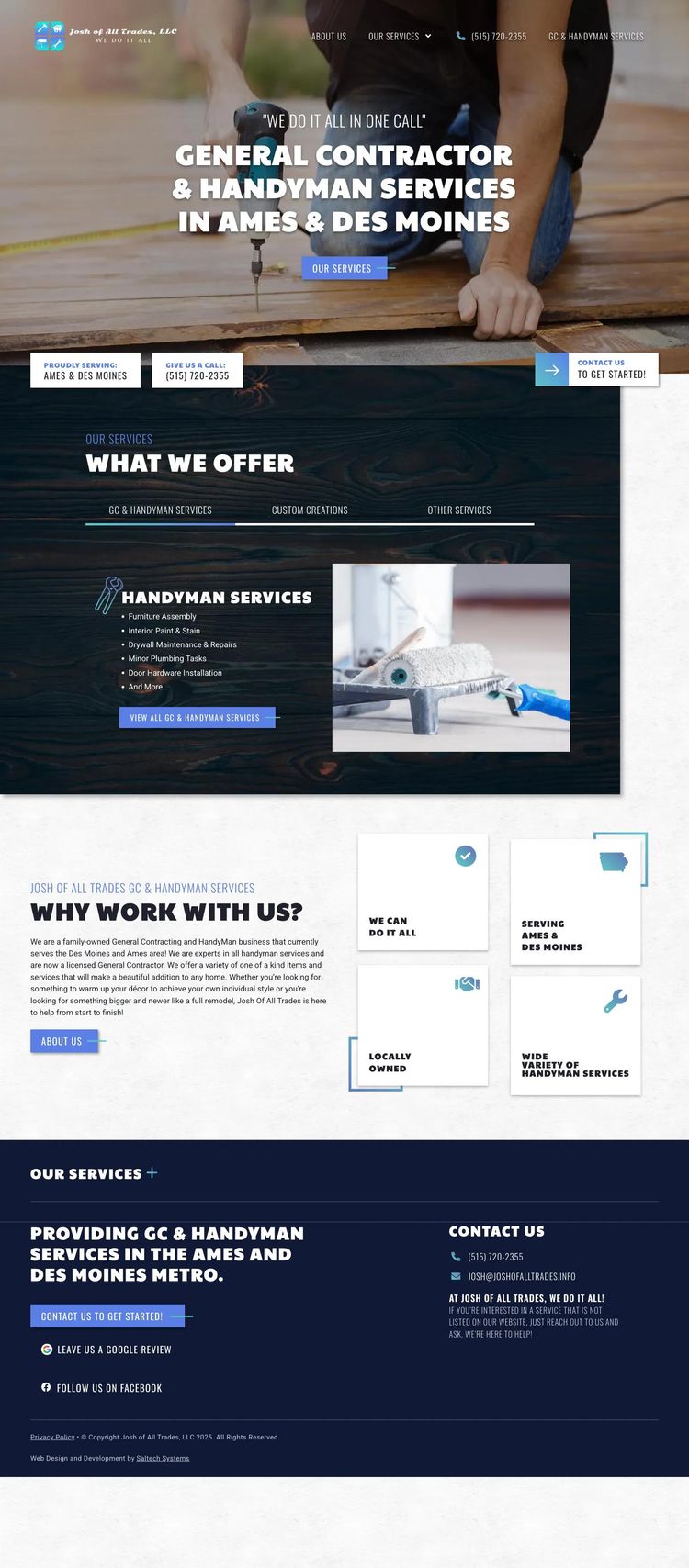 Screenshot 2 of Josh of All Trades (Example WordPress General Contractor Website)