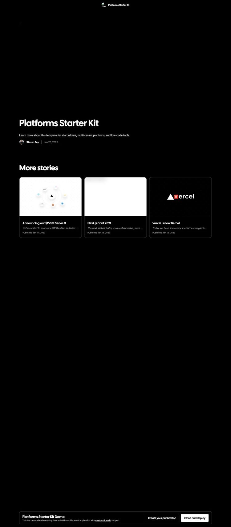 Screenshot 1 of Platforms Starter Kit Template