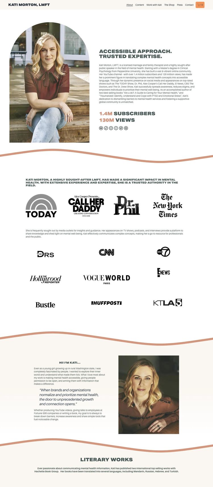 Screenshot 1 of Kati Morton (Example Squarespace Ecommerce (General) Website)