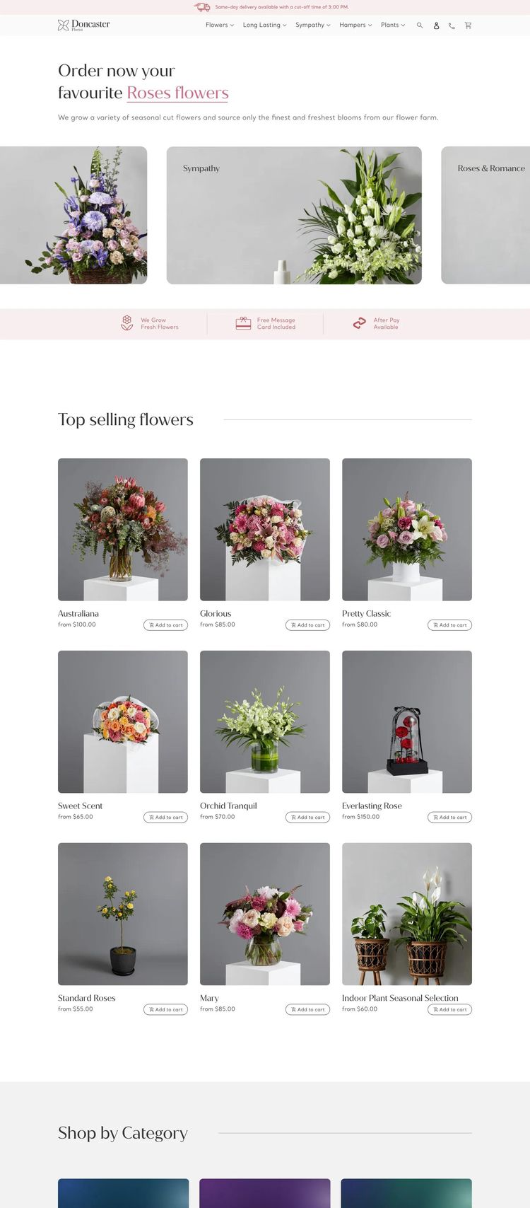 Screenshot 2 of Doncaster Florist (Example Shopify Florist Website)