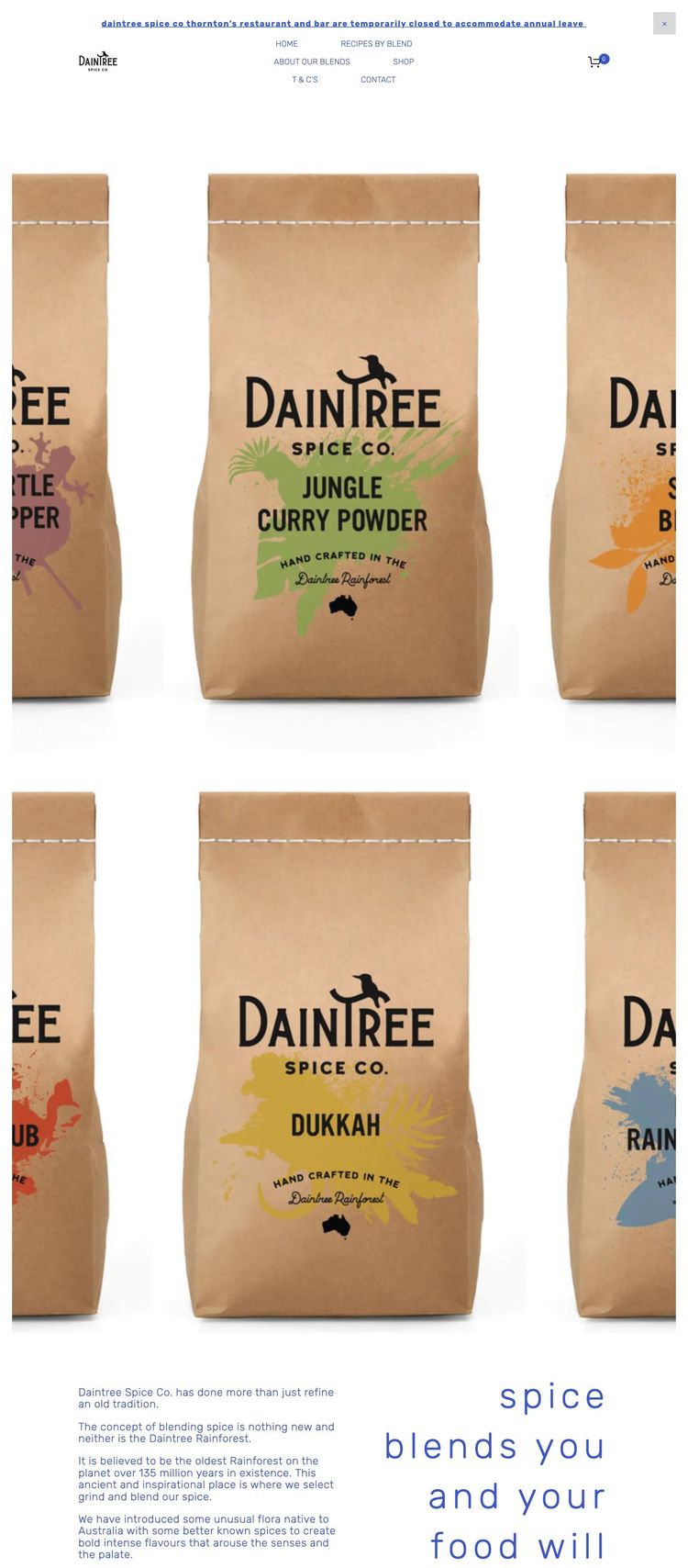 Screenshot 2 of Daintree Spice Co. (Example Squarespace Food and Beverage Website)