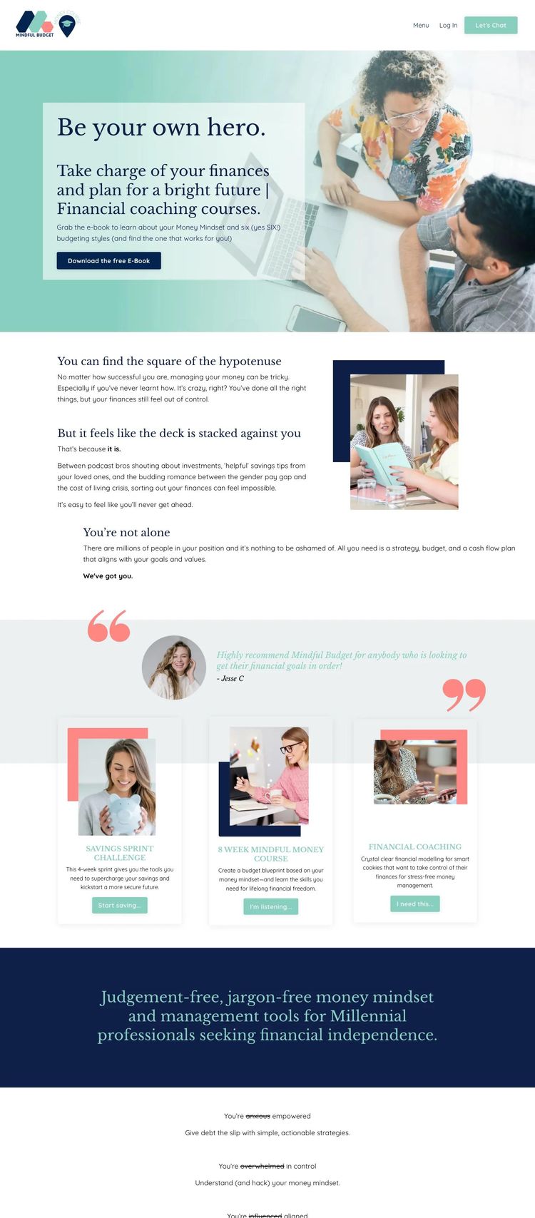 Screenshot 1 of Mindful Budget (Example Squarespace Life/Business Coach Website)