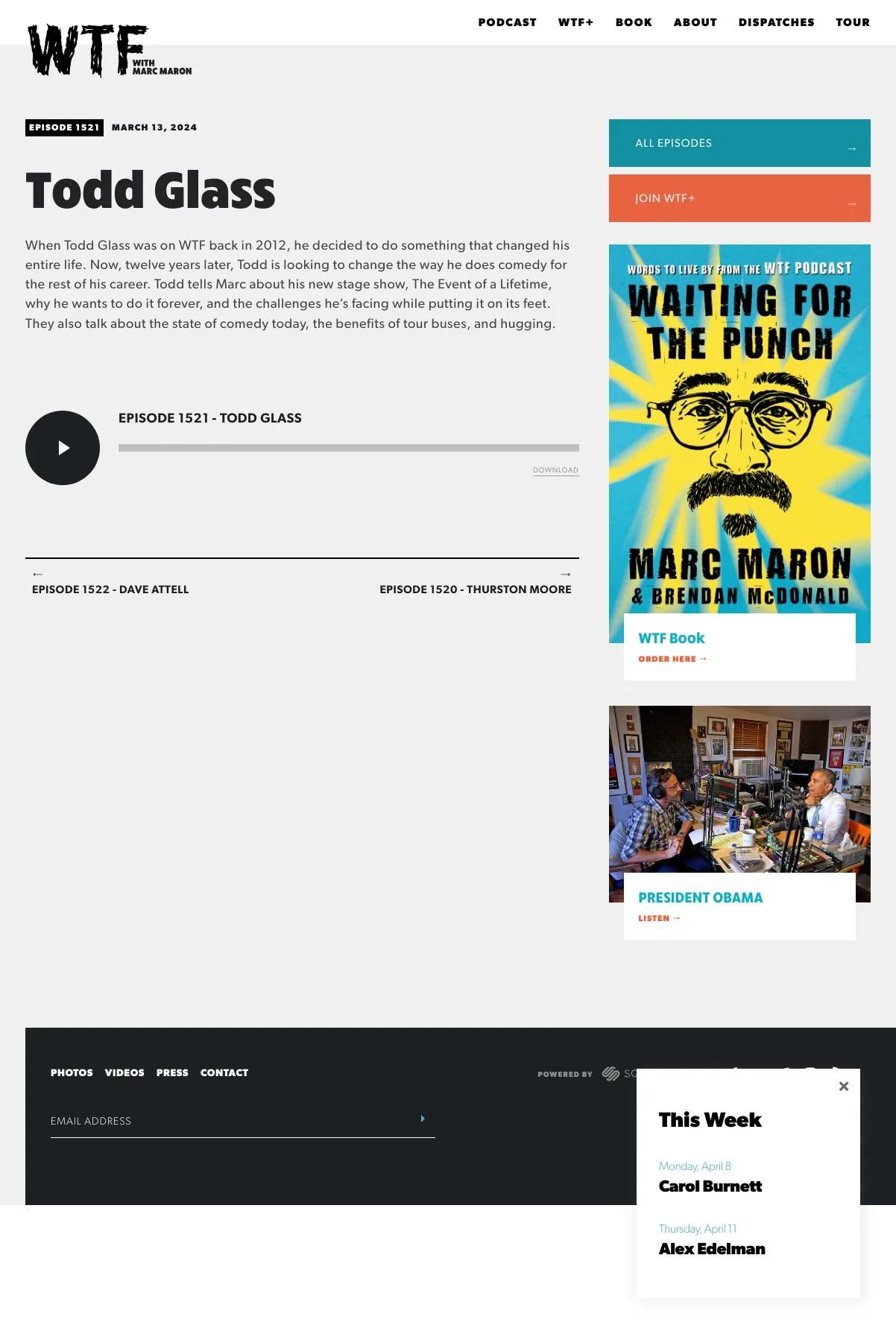 Screenshot 3 of WTF With Marc Maron (Example Squarespace Podcast Website)